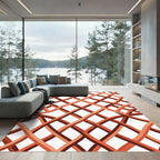 Interwoven Terracotta Wavy Lattice Texture Rug
