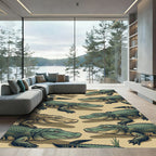 Earthy Green Alligator Reptile Texture Rug