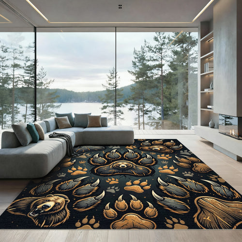 Bear Claws Paw Prints Medallion Rug
