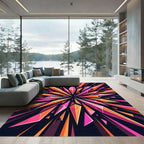 Vibrant Pink and Orange Abstract Crystal Starburst Rug