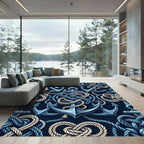 Nautical Blue Anchor Rope Medley Rug