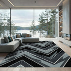 Modern Charcoal Zigzag Chevron Smoke Rug