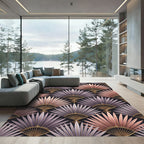 Rose Gold Purple Fan Medallion Tile Rug