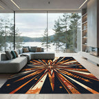 Radiant Burnt Orange Celestial Starburst Rug