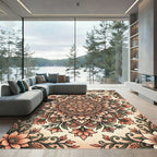 Elegant Peach Floral Medallion Illustration Rug
