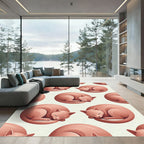 Peach Sleeping Cats Repeating Pattern Rug