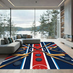 Dynamic Crossed Hockey Stick Ice Rink Rug