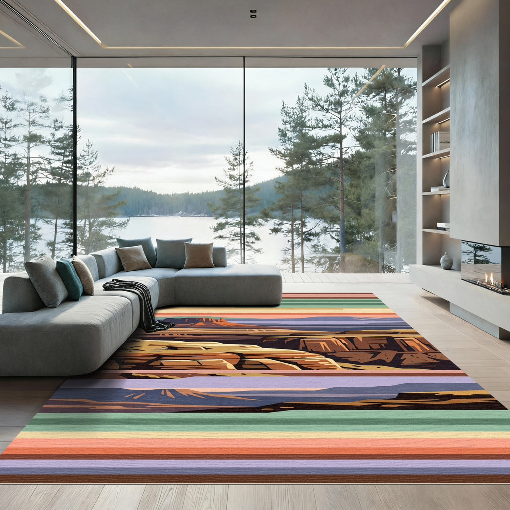 Desert Mesa Striped Southwest Landscape Rug