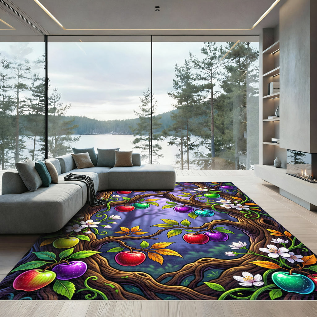 Enchanted Gemstone Apple Orchard Forest Rug