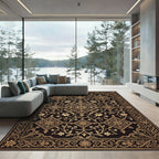 Ornate Golden Floral Arabesque Rug