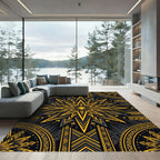 Striking Golden Star Geometric Onyx Decor Rug