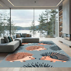 Playful Pastel Hedgehog Illustration Rug
