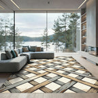 Rustic Wood Lattice Diagonal Pattern Rug