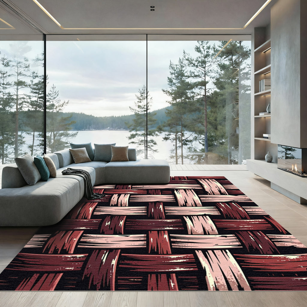 Rustic Woven Sienna Interlocking Weave Rug