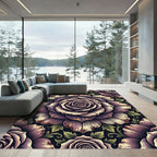 Vintage Violet Floral Engraved Medallion Rug