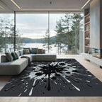 Monochrome Splash Burst Abstraction Rug