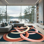 Intertwined Abstract Circles Peach Cream Rug