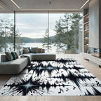 Monochrome Abstract Musical Wave Fragment Art Rug