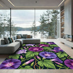 Vibrant Plum Morning Glory Vine Rug