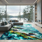 Abstract Coastal Cliff Ocean Wave Rug