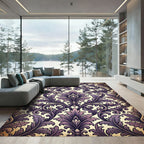Elegant Amethyst Ornate Scroll Damask Rug