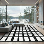 Minimalist Black and White Grid Window Rug