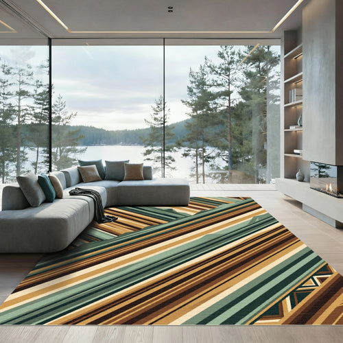 Abstract Geometric Alpine Mountain Slope Rug
