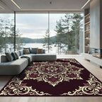 Crimson Ivory Floral Medallion Ornament Rug