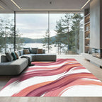 Abstract Pink and Peach Wave Swirl Rug