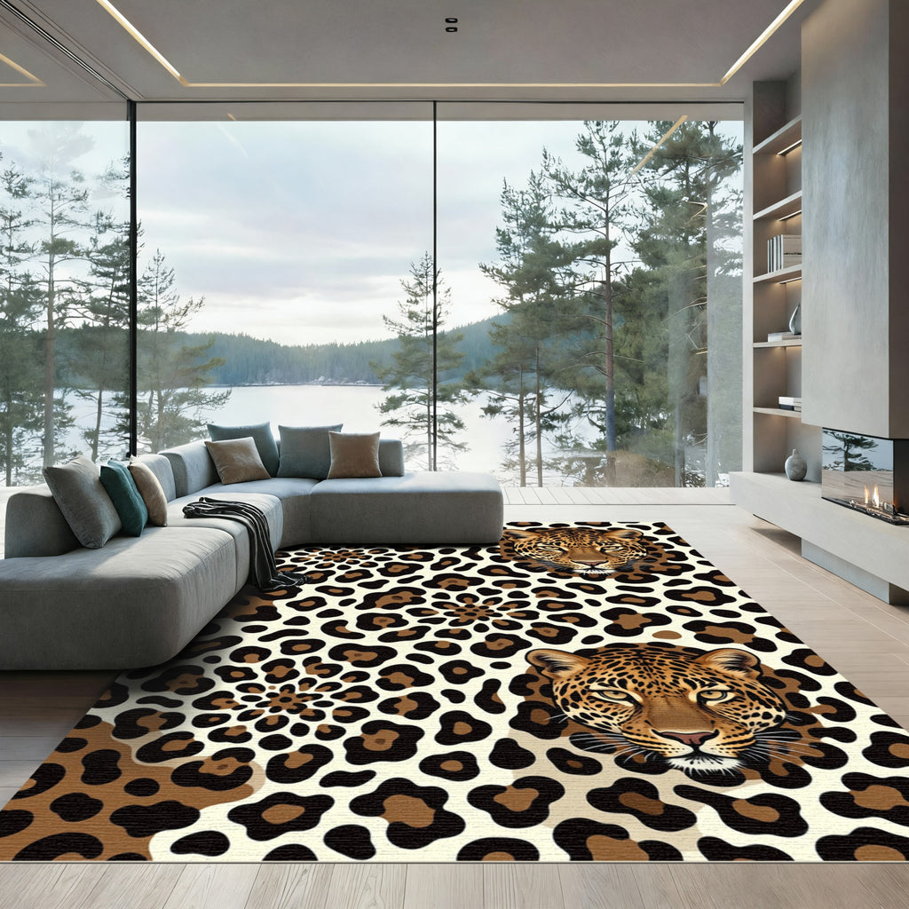 Leopard Face Spots Animal Skin Rug