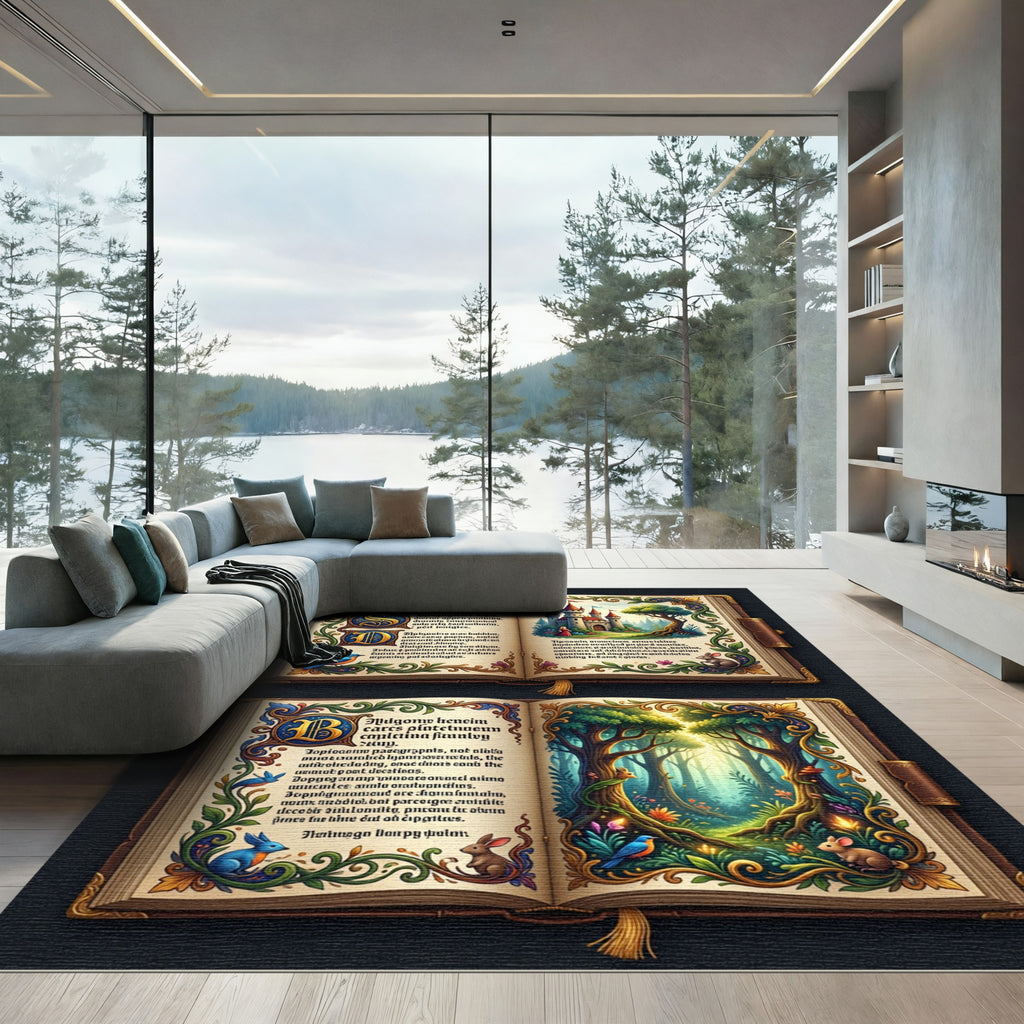 Enchanted Forest Storybook Fairy Tale Illustration Rug
