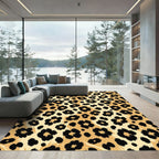 Gold Black Leopard Spots Texture Rug