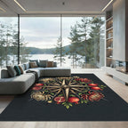 Gothic Pomegranate And Chrysanthemum Compass Rug