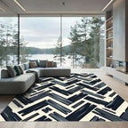 Dark Slate Gray Herringbone Wood Grain Rug