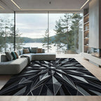 Dark Silver Geometric Facet Sculpture Rug