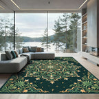 Ornate Verdant Bloom Mandala Rug