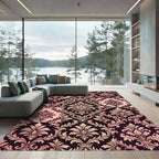 Pink Gold Damask Floral Scroll Rug