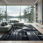 Industrial Metallic Silver Geometric Steel Rug