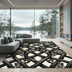 Ornate Charcoal Entwined Scrollwork Scroll Rug