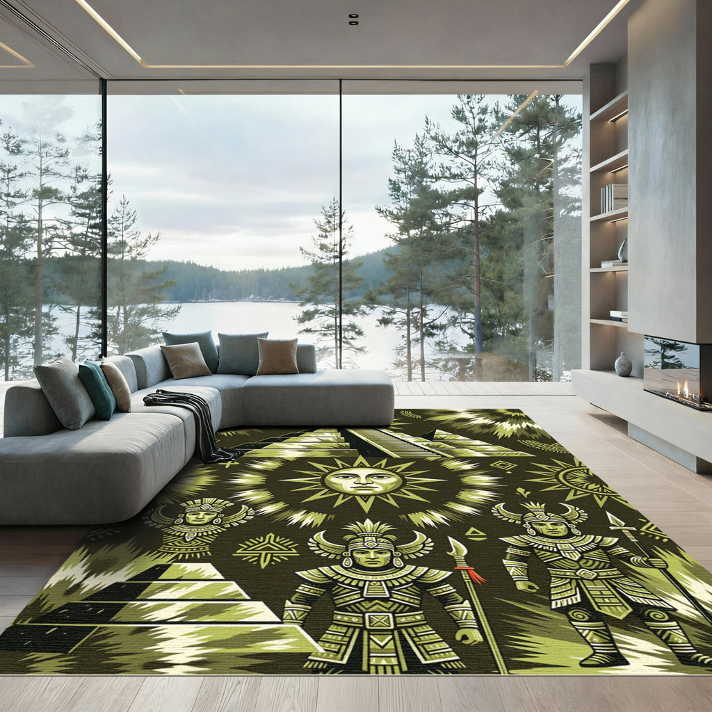 Ancient Sun Pyramid Warriors Rug