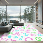 Playful Script Alphabet Pink Blue Green Rug