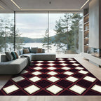 Crimson and Cream Diamond Lattice Rug