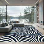 Navy Cream Wavy Stripe Rug