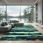 Nautical Deep Sea Stripe Compass Rug