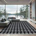 Classic Black Gray Houndstooth Check Rug
