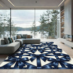 Sophisticated Navy Satin Ribbon Grid Rug