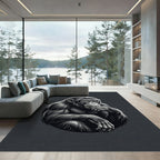 Contemplative Chimpanzee Monochromatic Charcoal Portrait Rug