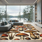 Vintage Botanical Mushroom Forest Illustration Rug