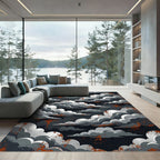 Dramatic Gray Clouds With Orange Splatter Rug