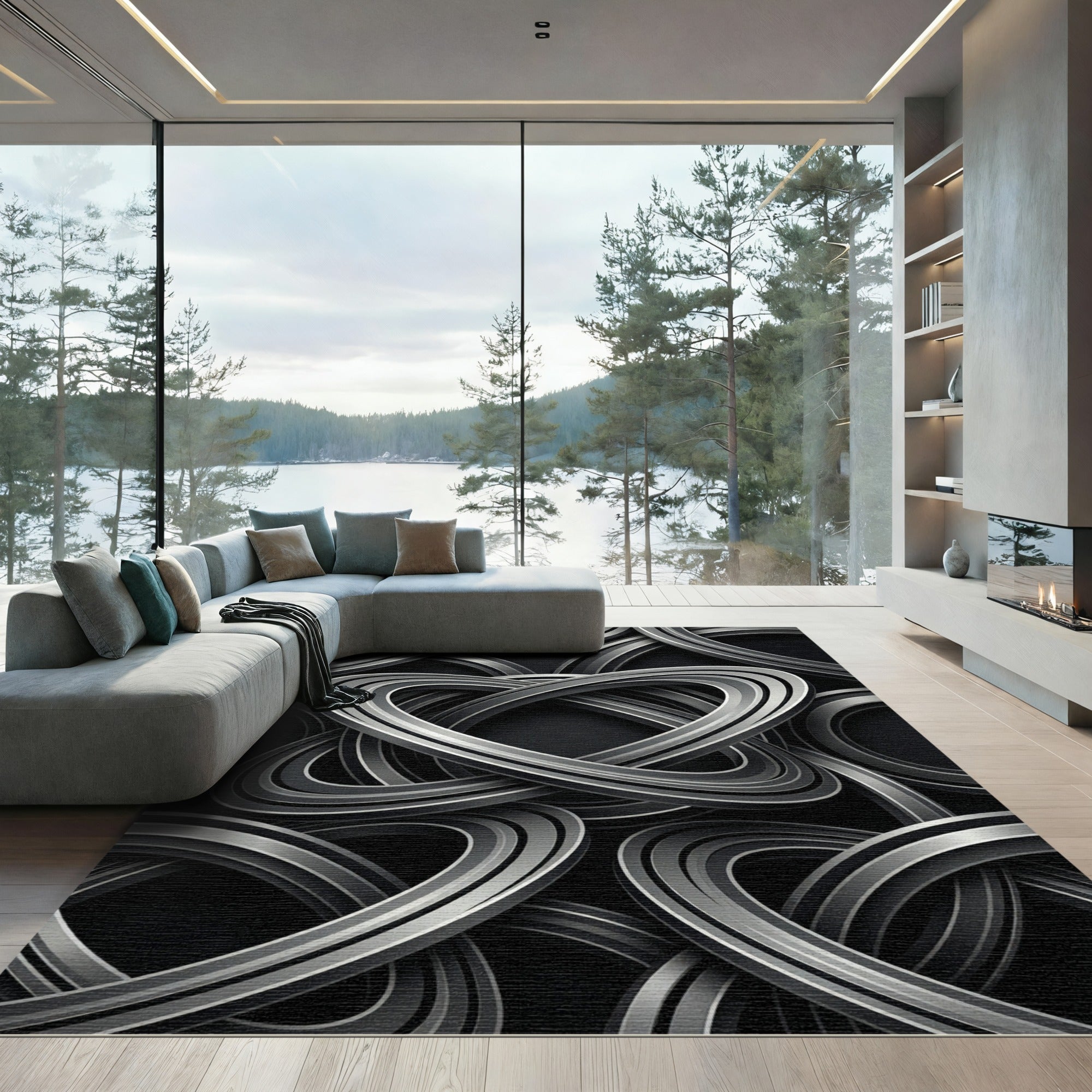 Monochromatic Intertwined Abstract Loops Rug